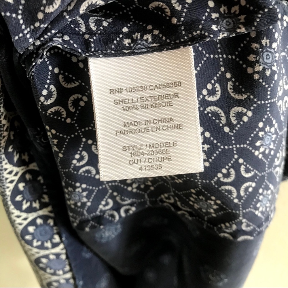 Joie Masha Silk Print Navy Short Sleeve Top Small - Picture 5 of 6